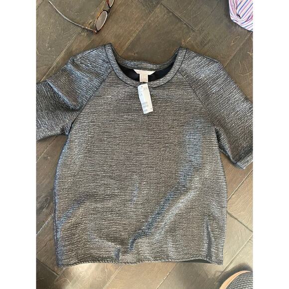 h&M  womens top-metallic Black/silver Top. Metallic Ruched Feel - Picture 1 of 1